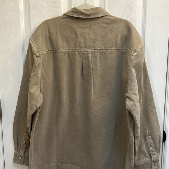 NWT WILD FABLE Snap Front Long Sleeve Shirt Jacket, Brown Wash Size Large - Picture 10 of 16